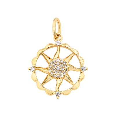 Sun Pendant with 0.11 Carat TW of Diamonds in 10kt Yellow Gold