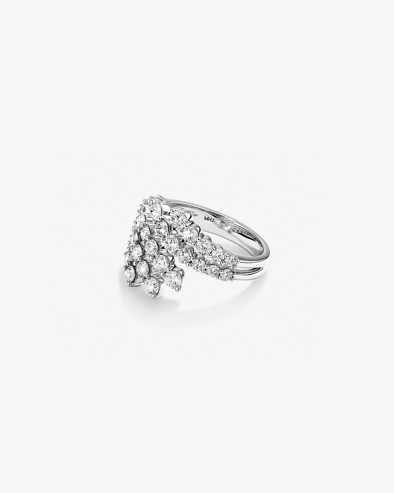 2,00 carats TW Bague bypass éventail graduée en diamant en or blanc 18kt