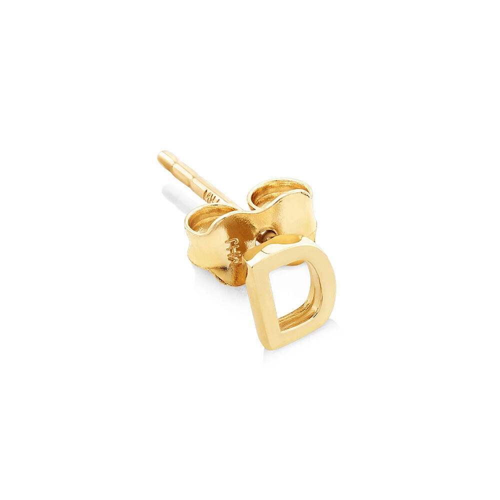 G Initial Single Stud Earring in 10kt Yellow Gold