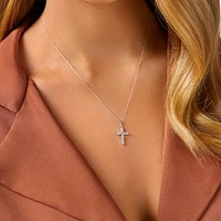 Cross Pendant with 0.50 Carat TW of Diamonds in 10kt White Gold