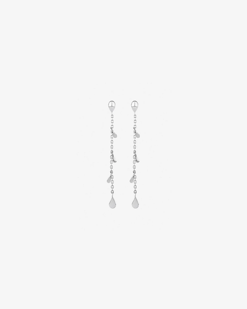 Pear Station Drop Earrings in Sterling Silver