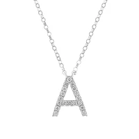 A' Initial necklace with 0.10 Carat TW of Diamonds in 10kt White Gold