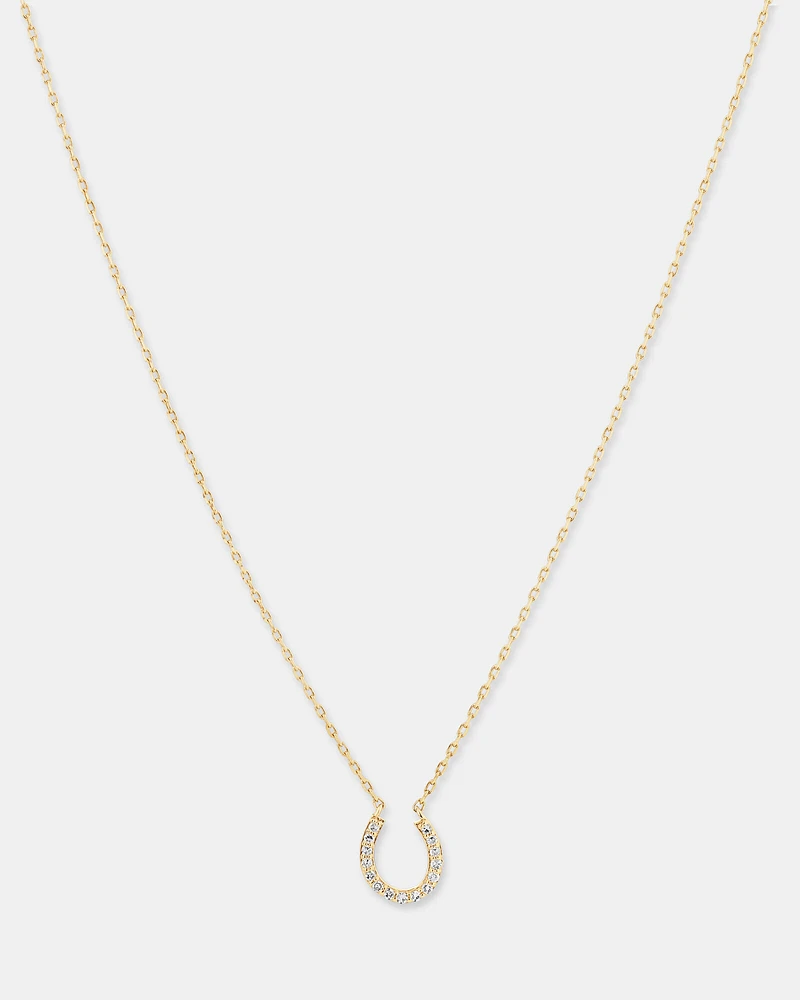 Horseshoe Necklace with 0.10 Carat TW of Diamonds in 10kt Yellow Gold
