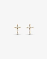 Cubic Zirconia Cross Stud Earrings in 10kt Yellow Gold