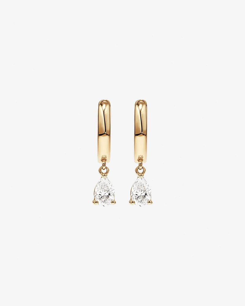 0.50 Carat TW Pear Cut Laboratory-Grown Diamond Drop Sleeper Earrings in 10kt Yellow Gold