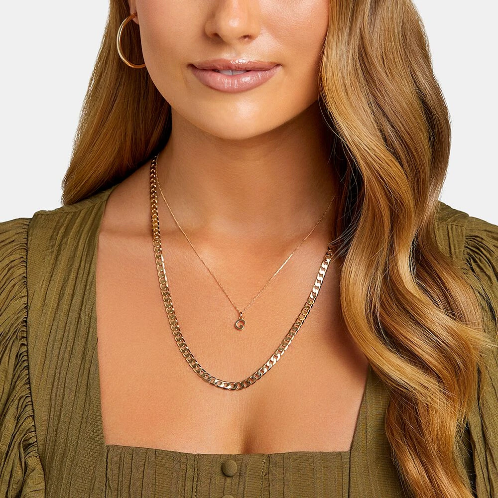 "H" Initial Pendant with Chain in 10kt Yellow Gold