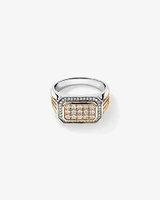 0.70 Carat TW Diamond Pave Two-Tone Men's Signet Ring in 10kt Yellow and White Gold