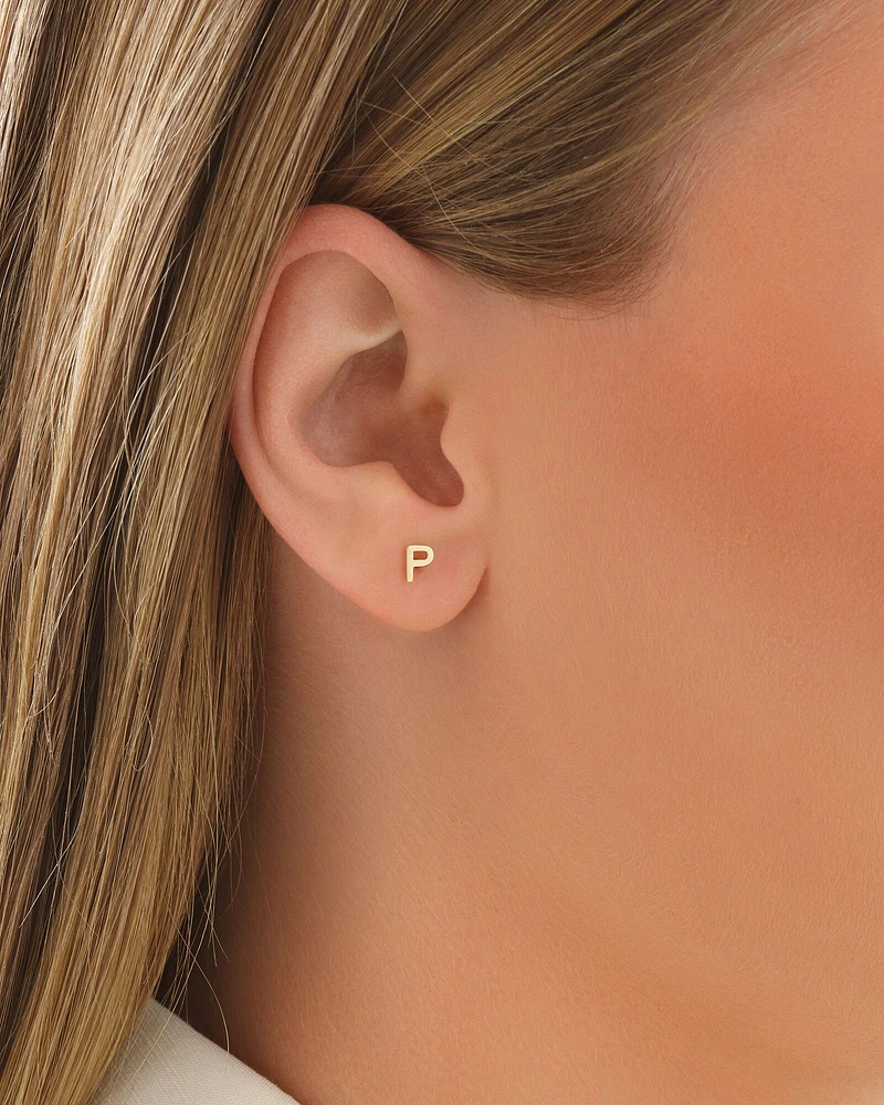 G Initial Single Stud Earring in 10kt Yellow Gold