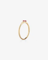 3 Stone Ring with Ruby & Diamonds 10kt Yellow Gold