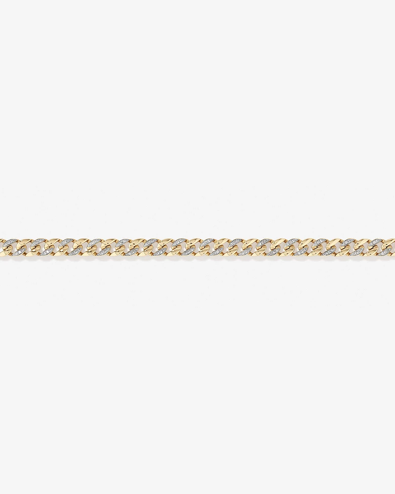 21cm (8.5") Cuban Link Bracelet with 1.00 Carat TW of Diamonds in 10kt Yellow Gold