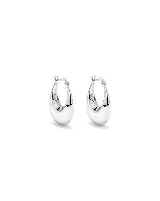 Boucles D'Oreilles Créoles Bombées Graduées En Argent Sterling