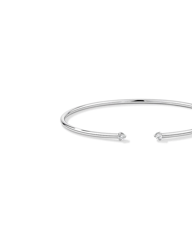 Diamond Torque Bangle in 10kt White Gold