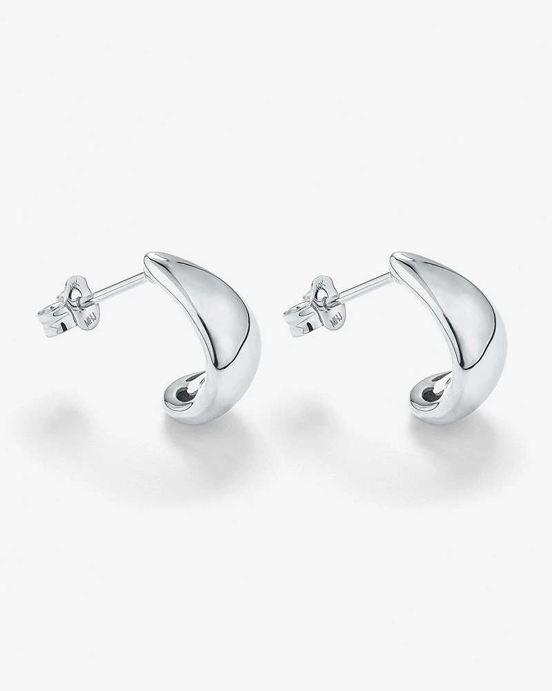 Polished Half Hoop Stud Earrings in Sterling Silver