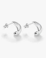 Polished Half Hoop Stud Earrings in Sterling Silver