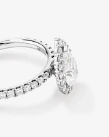 1.82 Carat TW Pear Cut Laboratory-Grown Diamond Halo Engagement Ring in 14kt White Gold