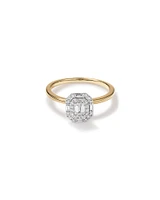 0.51 Carat TW Emerald Cut Diamond Baguette and Round Brilliant Halo Engagement Ring in 14kt Yellow and White Gold