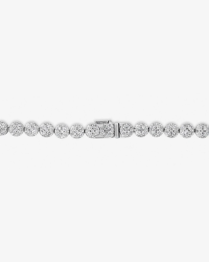 5.02 Carat TW 9 Stone Cluster Diamond Tennis Bracelet in 14kt White Gold