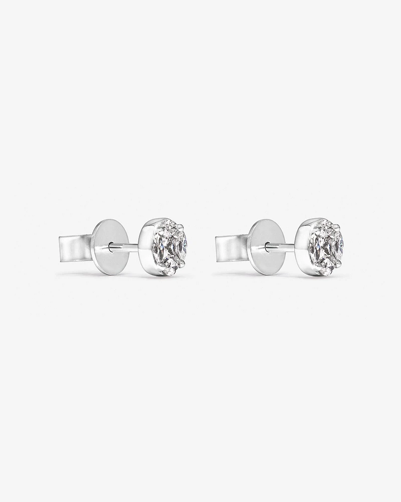 Boucles d'oreilles puces de 0,39 carat TW en diamants princesse et marquise en or blanc 10kt