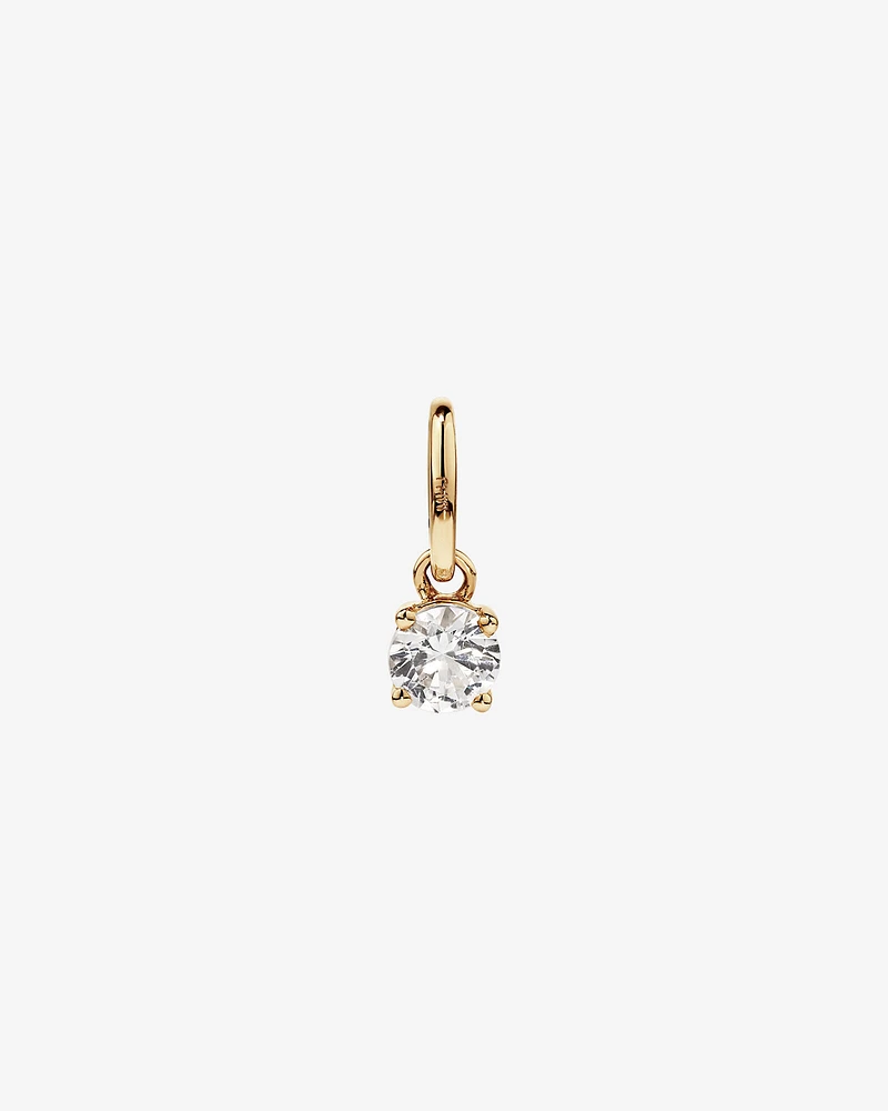 Round Created White Sapphire Birthstone Pendant in 10kt Yellow Gold