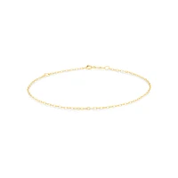 Flat Paperclip Chain Anklet in 10kt Yellow Gold