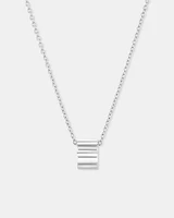 Ribbed Rondel Necklace in 10kt White Gold