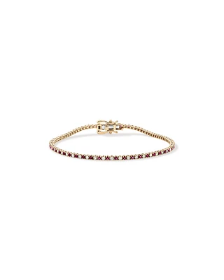 0.68 Carat TW Diamond and Created Ruby Tennis Bracelet in 10kt Yellow Gold