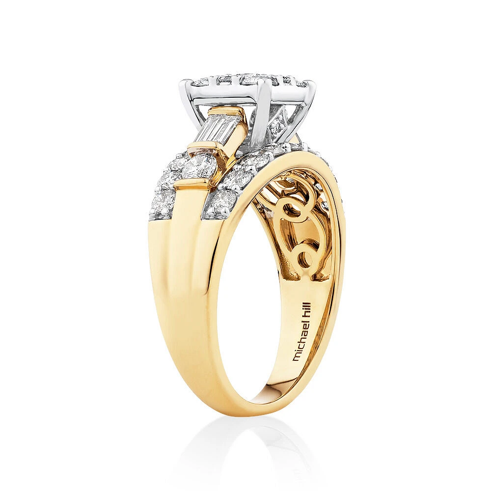 Engagement Ring with 1.75 Carat TW of Diamonds in 14kt White and Yellow Gold