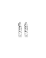 Large Croissant Huggie Earrings in Sterling Silver