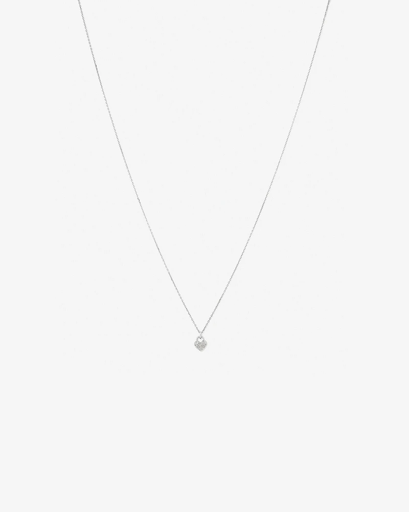 Collier pendentif cœur pavé de diamants en argent sterling