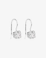 Round Brilliant Cubic Zirconia Drop Shepherds Hook Earrings in Sterling Silver