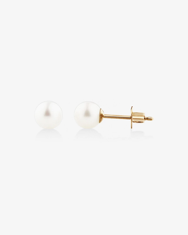 Stud Earrings with 5mm Round Cultured Freshwater Pearl in 10kt Yellow Gold