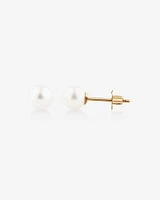 Stud Earrings with 5mm Round Cultured Freshwater Pearl in 10kt Yellow Gold