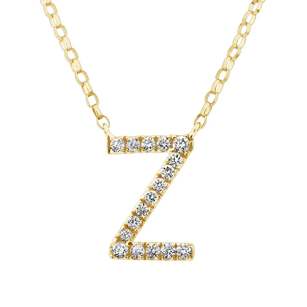 "K" Initial Necklace with 0.10 Carat TW of Diamonds in 10kt Yellow Gold