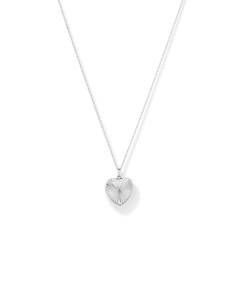 Sunray Love Heart Locket Necklace in Sterling Silver