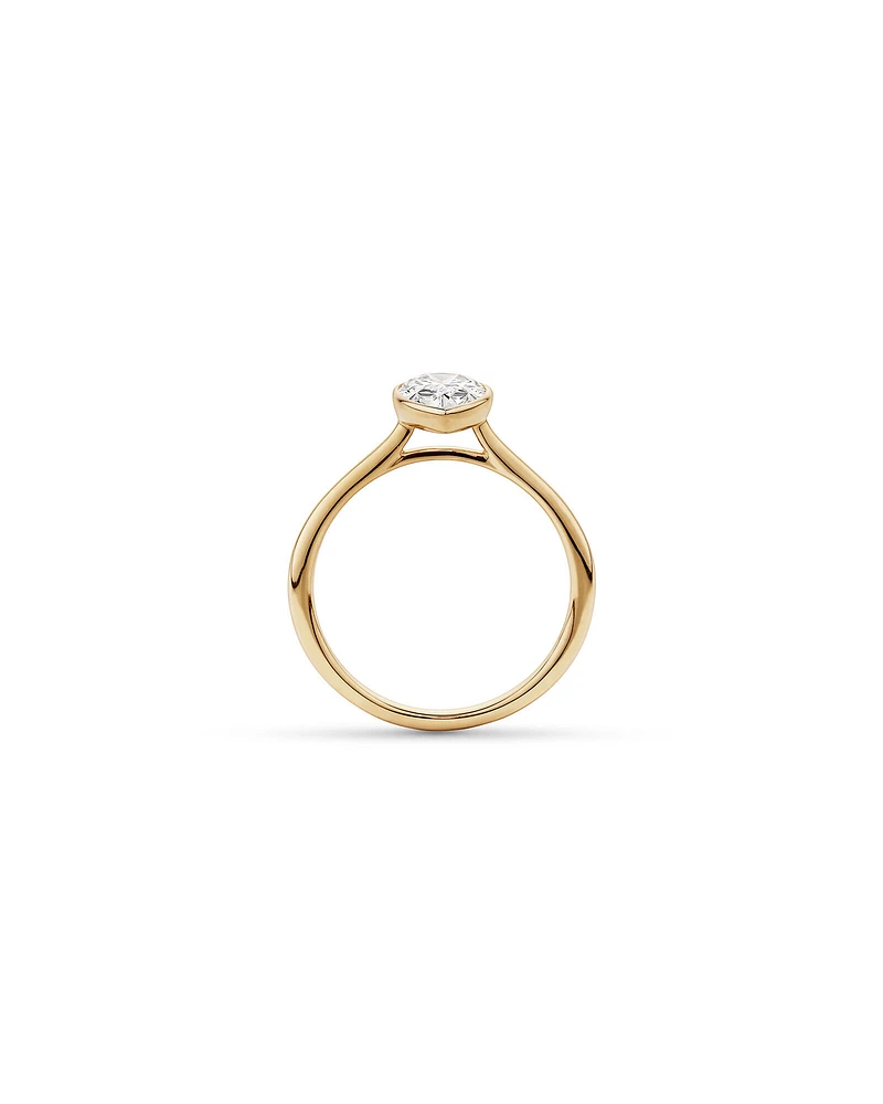 1.25 Carat TW Pear Cut Laboratory-Grown Diamond Solitaire Bezel Set Engagement Ring in 14kt Yellow Gold