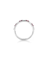 Bague Dot Dash en Rubis & Diamant avec 0,16 Carat TW en Or Blanc 10kt