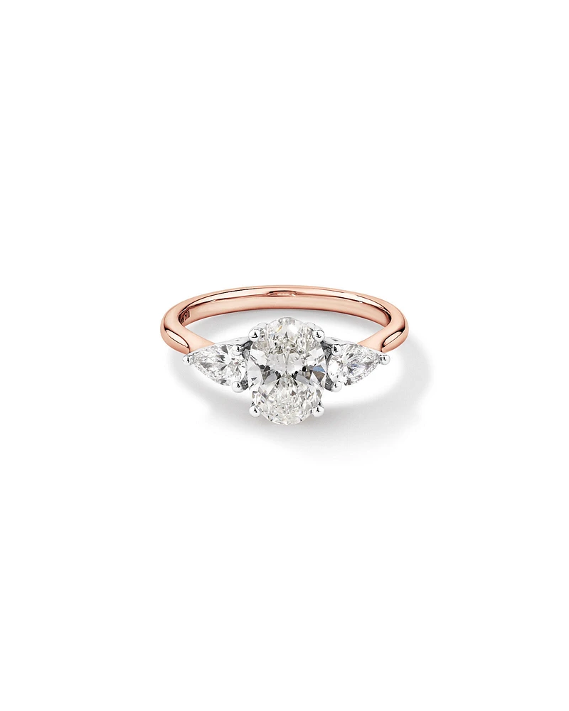 1.65 Carat TW Three Stone Oval and Pear Shaped Laboratory-Grown Diamond Engagement Ring in 14kt White Gold