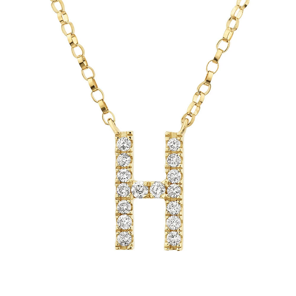 "K" Initial Necklace with 0.10 Carat TW of Diamonds in 10kt Yellow Gold