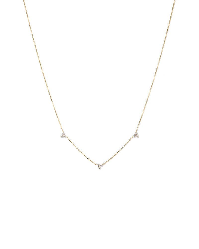 Station Necklace With 0.25 Carat TW Diamonds in 10kt Yellow Gold