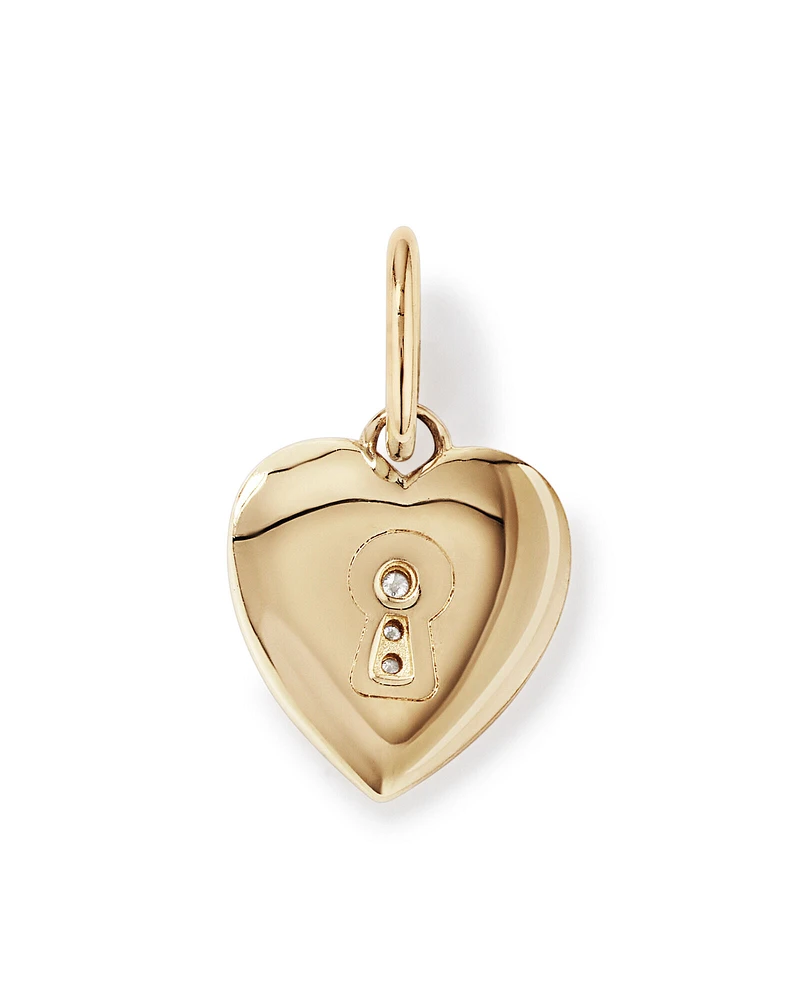 Diamond Accent Love Heart Lock Pendant in 10kt Yellow Gold