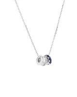 Sapphire & Diamond Dot Dash Rondell Pendant with 0.21 Carat TW in 10kt White Gold