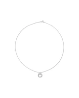 Circle Pendant and Chain with Cubic Zirconia in Sterling Silver