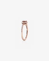 Halo Ring with Rhodolite Garnet & 0.15 Carat TW of Diamonds in 10kt Rose Gold