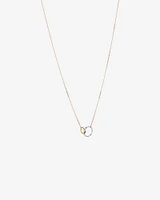 Two-Tone Double Circle Link Hammered Finish Necklace in 10kt White & Yellow Gold