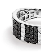 Bague Pour Homme Sertie De 1,00 Carat Tw De Diamants Noirs Et Blancs En Argent Sterling