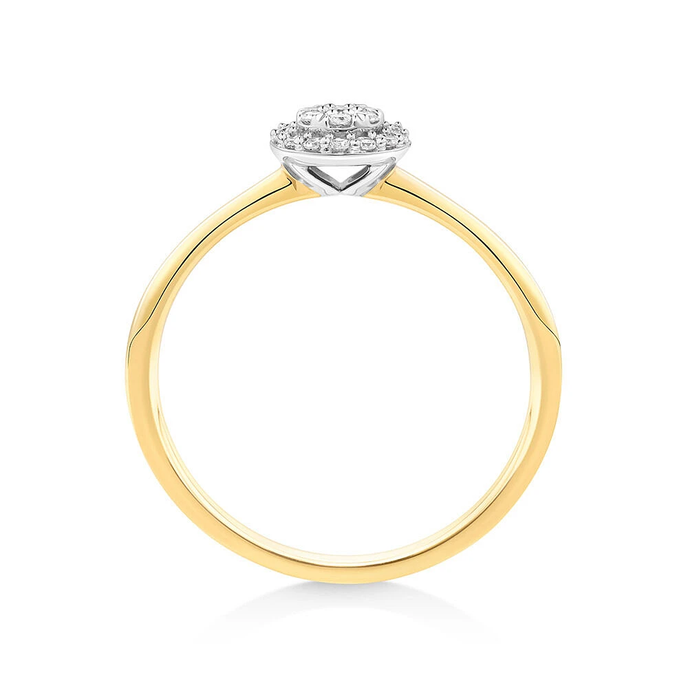 0.10 Carat TW Round Cluster Diamond Promise Ring in 10kt Yellow and White Gold