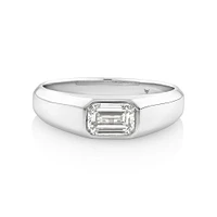 Bague à solitaire en or blanc 14 K avec diamant créé en laboratoire totalisant 1 ct