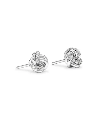 0.15 Carat TW Diamond Knots Stud Earrings in Sterling Silver