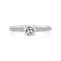 Bague de fiançailles en or blanc 14 K avec diamants totalisant 0,78 ct