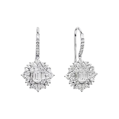 Fancy Drop Earrings with 1.49 Carat TW of Diamonds in 10kt White Gold